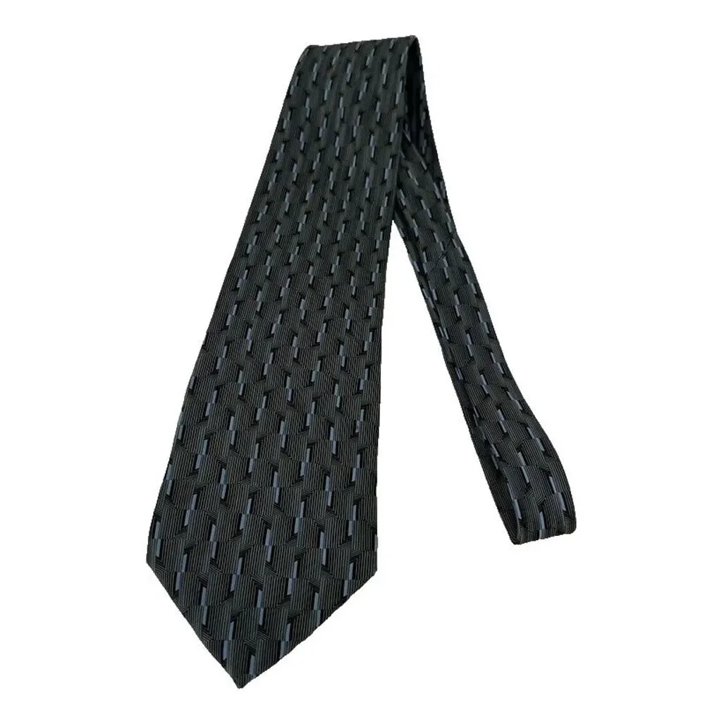 Jhane Barnes Neck Tie Silk Geometric Blue Gray Mens‎ Office Work